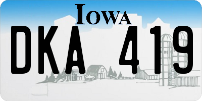 IA license plate DKA419