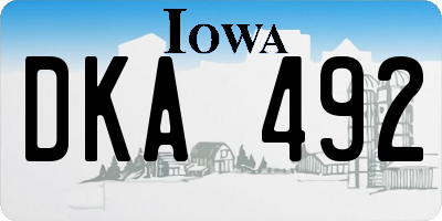 IA license plate DKA492