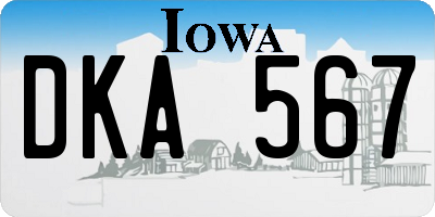 IA license plate DKA567