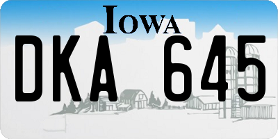 IA license plate DKA645