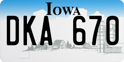 IA license plate DKA670