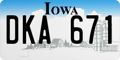 IA license plate DKA671