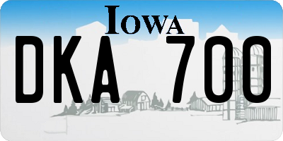 IA license plate DKA700