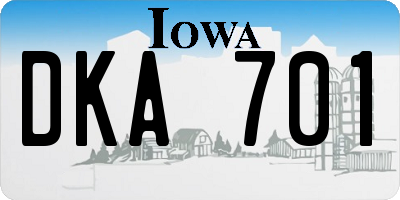 IA license plate DKA701