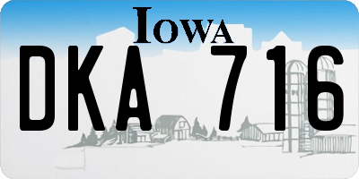 IA license plate DKA716