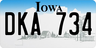 IA license plate DKA734