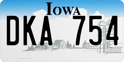IA license plate DKA754