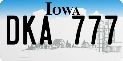 IA license plate DKA777