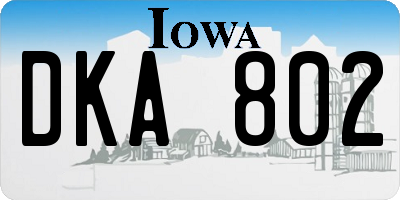 IA license plate DKA802