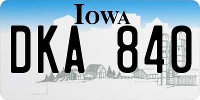 IA license plate DKA840