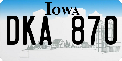 IA license plate DKA870