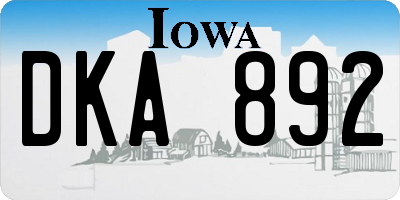 IA license plate DKA892