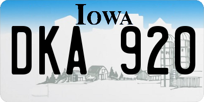 IA license plate DKA920