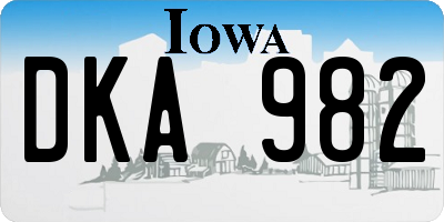IA license plate DKA982