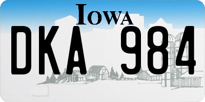 IA license plate DKA984