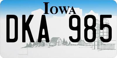 IA license plate DKA985