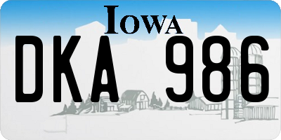 IA license plate DKA986
