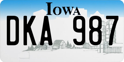 IA license plate DKA987