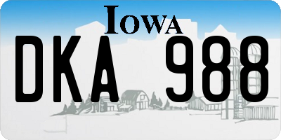 IA license plate DKA988