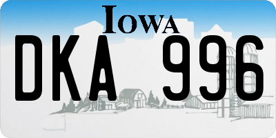 IA license plate DKA996