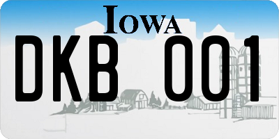 IA license plate DKB001