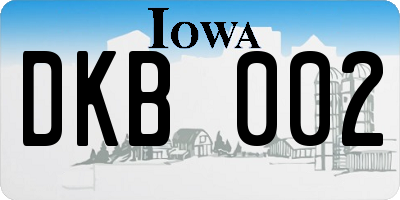 IA license plate DKB002