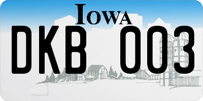 IA license plate DKB003