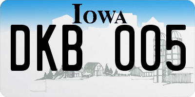 IA license plate DKB005