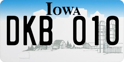 IA license plate DKB010