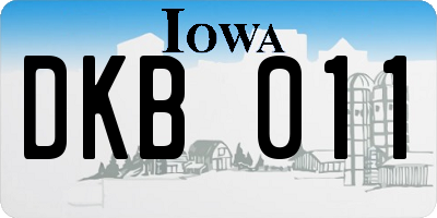 IA license plate DKB011