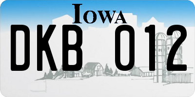 IA license plate DKB012