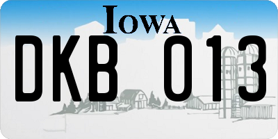 IA license plate DKB013