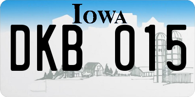 IA license plate DKB015