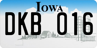 IA license plate DKB016