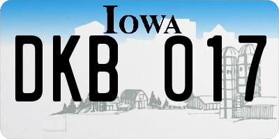 IA license plate DKB017