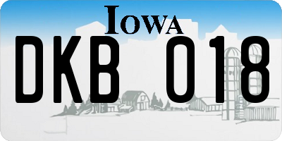 IA license plate DKB018