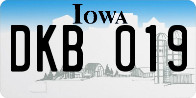 IA license plate DKB019