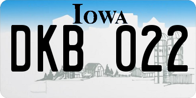 IA license plate DKB022