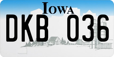 IA license plate DKB036