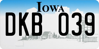 IA license plate DKB039