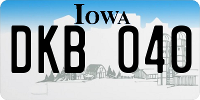 IA license plate DKB040