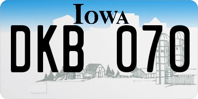 IA license plate DKB070