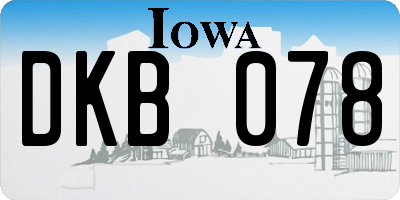 IA license plate DKB078