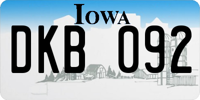 IA license plate DKB092