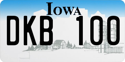 IA license plate DKB100