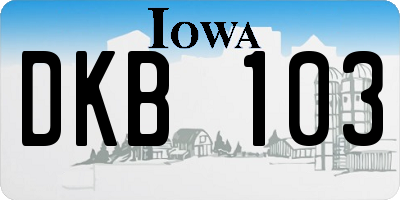 IA license plate DKB103