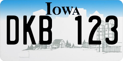 IA license plate DKB123