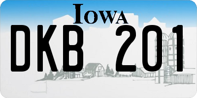 IA license plate DKB201