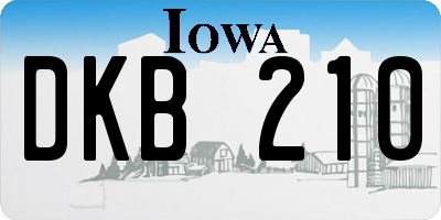 IA license plate DKB210