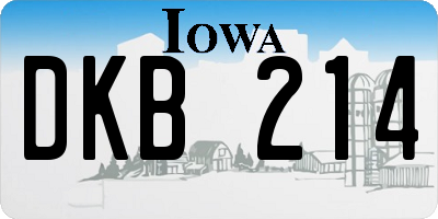 IA license plate DKB214